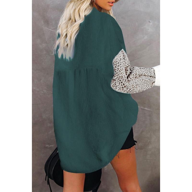 Nouvelle Chemise Imprimé Léopard Automne Hiver pour Femmes Veste Décontractée à Revers