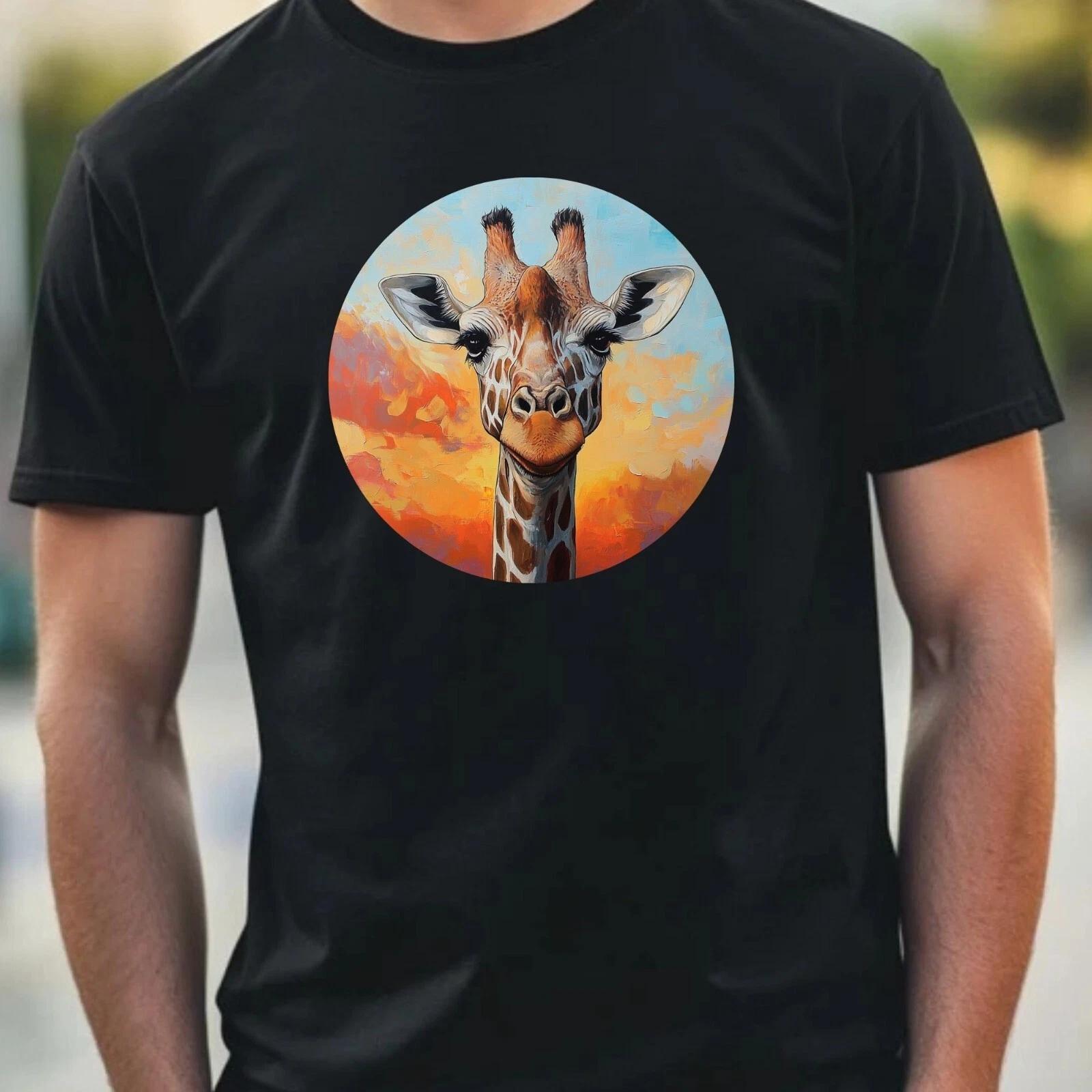 T-Shirt Herren Giraffe Portrait Motiv Baumwolle Größe XS bis 5XL XXL