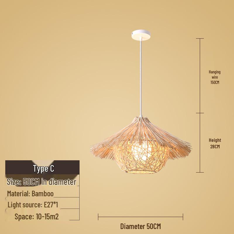 Creative Bamboo & Rattan Pendant Light for Bedroom, Japanese Restaurant, or Teahouse