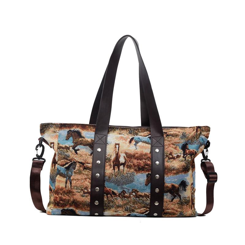 

Printed Travel Bag Large Capacity Commuter Crossbody Bag Shoulder Bag кавовий