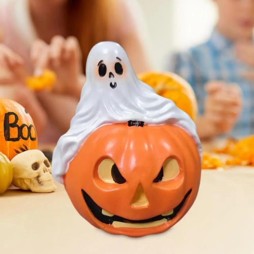 Spooky Pumpkin Halloween Ghost Statue Creative Holding Pumpkin Ghost  Halloween