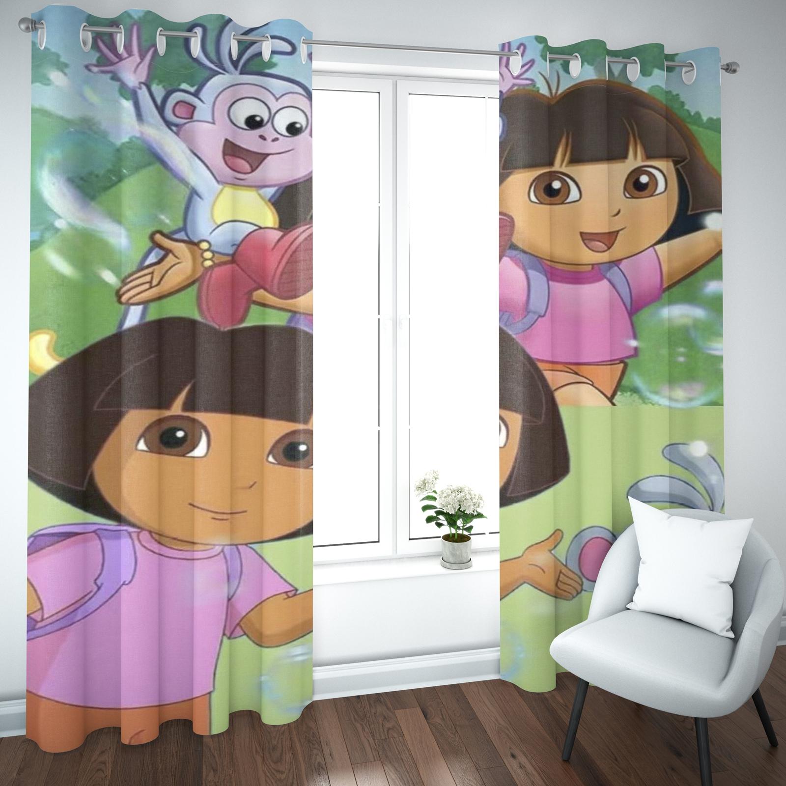 

Dora the Explorer Cartoon Home Curtain Cute Printing Light Filtering Curtains Living Area Bed Room Heat and Sun Protection 100x140cm