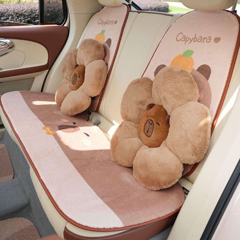 Comfort Capybara Car Headrest Cartoon Plush Seat Cushion Car Seat Decoration  Headrest