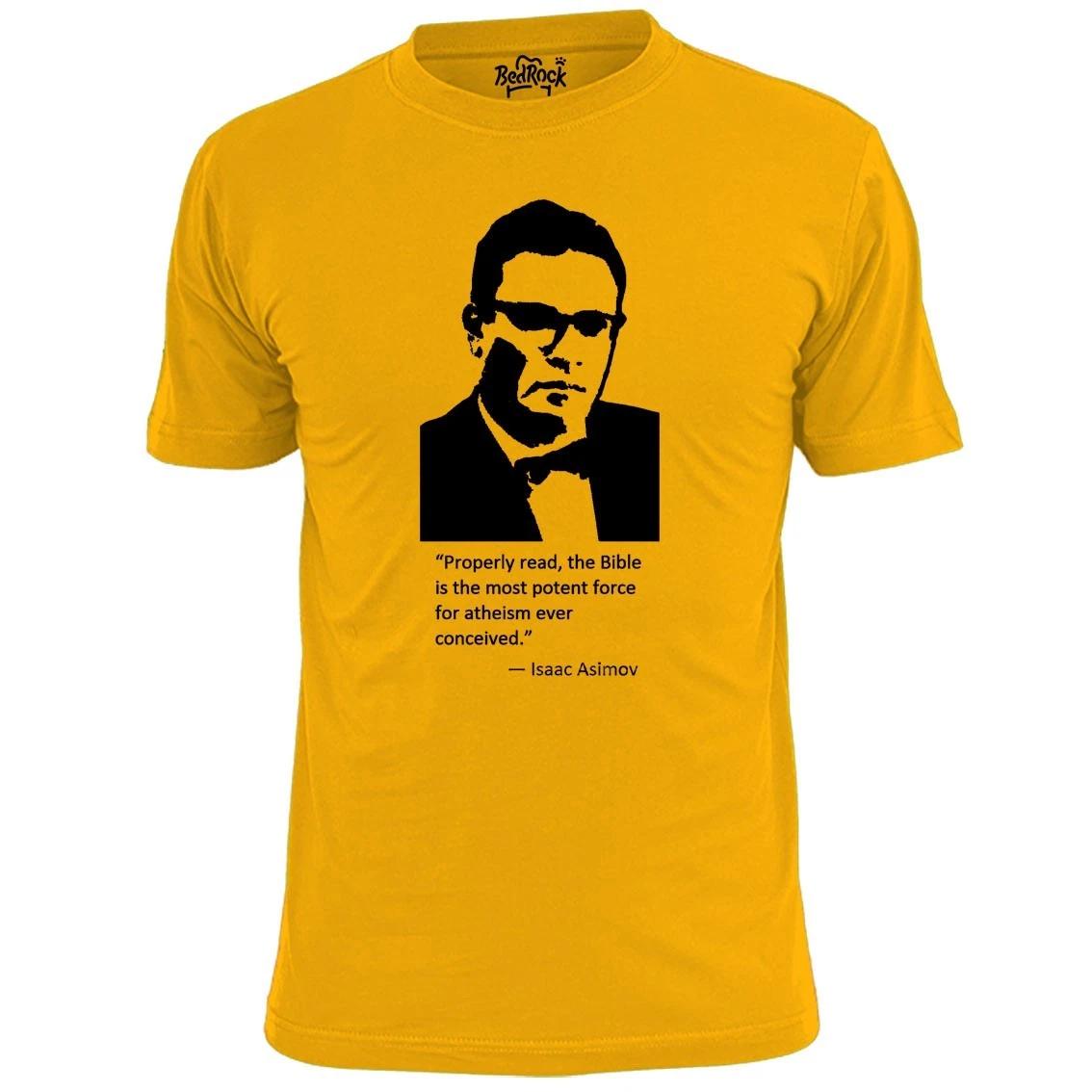 

Mens Isaac Asimov Atheism Quote Stencil T shirt Anti Religion 3XL