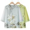 Retro Chiffon Blouse for Middle-Aged Women, 2026 Summer Style, Seven-Quarter Sleeves, Printed Top