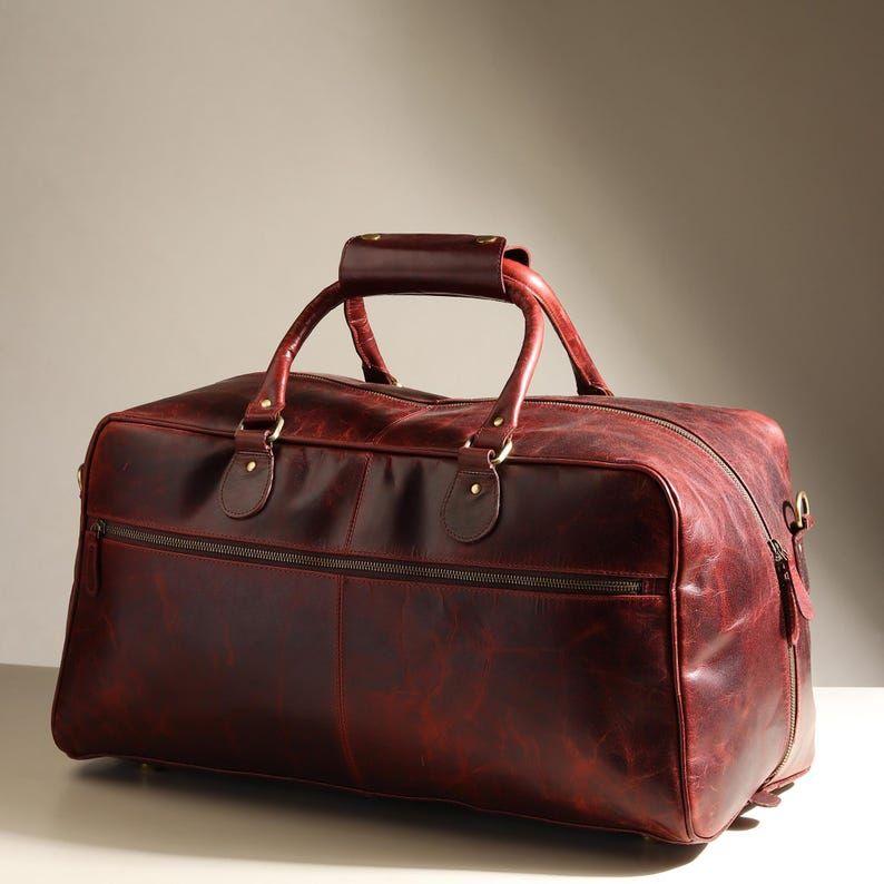 Full Grain Leather Weekender Bag: Handmade Duffle, Carry-on Holdall