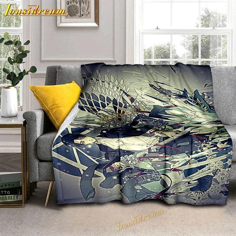 Attack On Titan Blankets Cartoon Blanket Flano Dust Cover Sofa Bed Flannel Warm Throw Blankets forTravel Airplane,Beds,Couch
