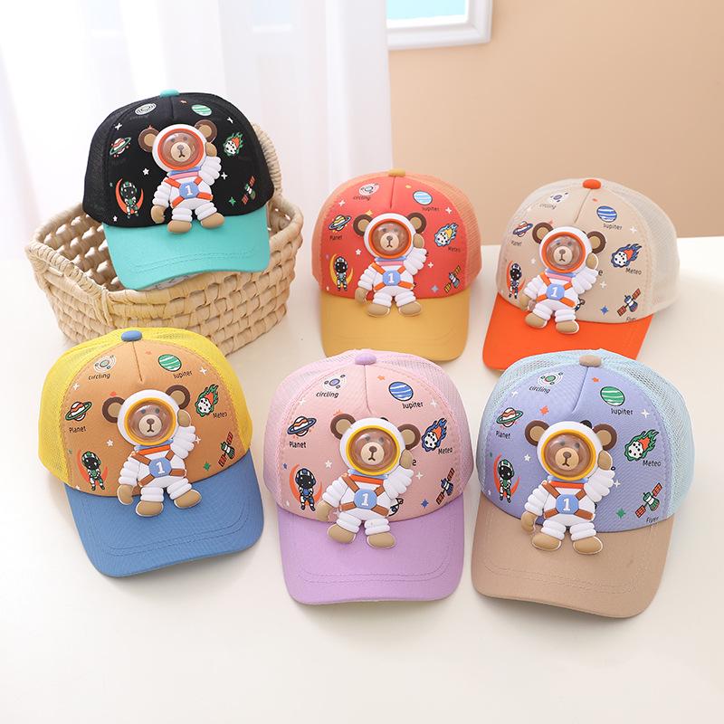 1pcs Kids Fashion Baseball Caps For Cartoon Cute Bear Retro Hip Hop Hat Unisex Street Adjustable Sun Visor Cap