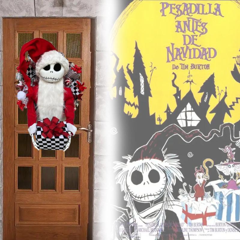 Skellington Nightmare Jack Before Christmas Inspired Shabby Chic Rag Wreath