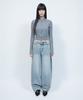 LMR Hairy Lettering Track Crop Knit Zip-Up Grey
