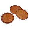 4pcs Wooden Tray Slip Resistant Spill Proof Durable Safe Multifunctional Round Serving Tray for