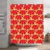 Bold Red Yellow Shower Curtain Decorate Bathroom with Orange Slice Pattern Fabric Bath Mat Waterproof Washable Polyester Backdro