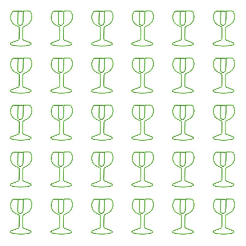 30Pcs Wine Glass Shape Paper Clip Small Metal Paper Clamp File Organiser Clip Metal Book Marker Clips for Office School