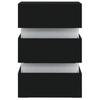 Szafka Nocna Z Led, Czarna 45X35X67 Cm, Materiał Drewnopochodny