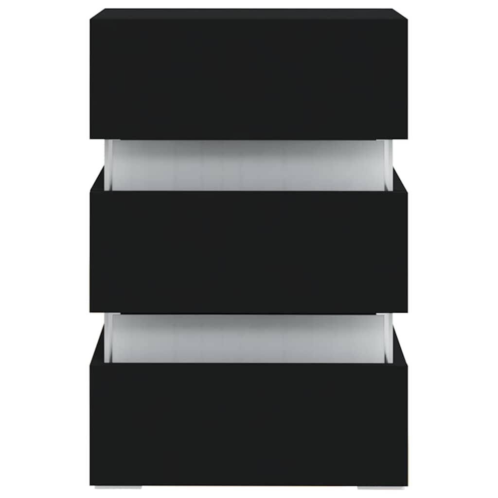 Szafka Nocna Z Led, Czarna 45X35X67 Cm, Materiał Drewnopochodny