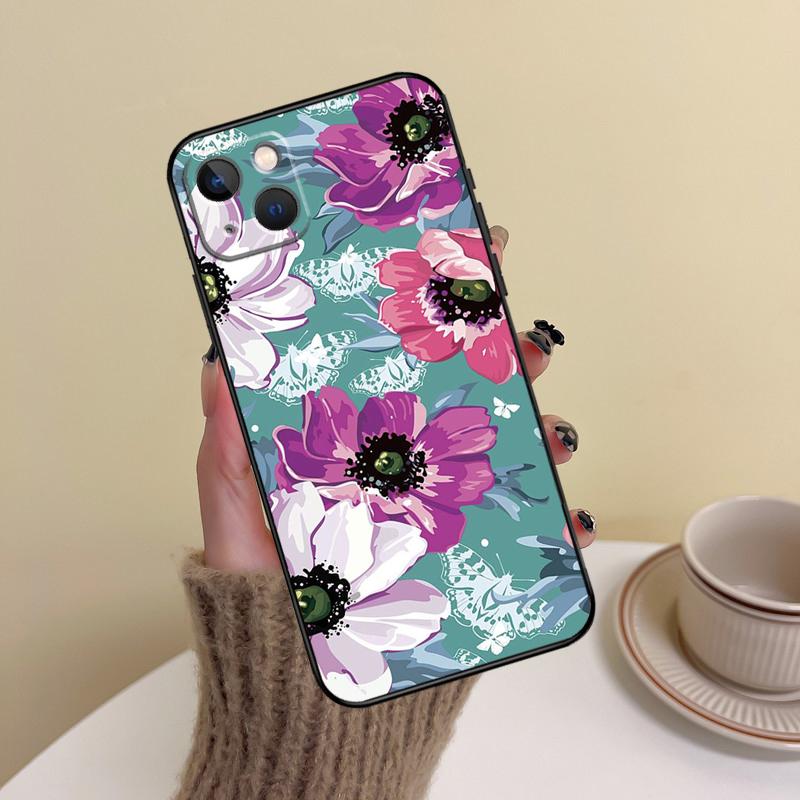 Painting Flowers Nature Leaves Phone Case For iPhone 14 Pro Max 17 Air 16 15 11 12 13 Pro Max mini 16 Plus 16e Cover Funda