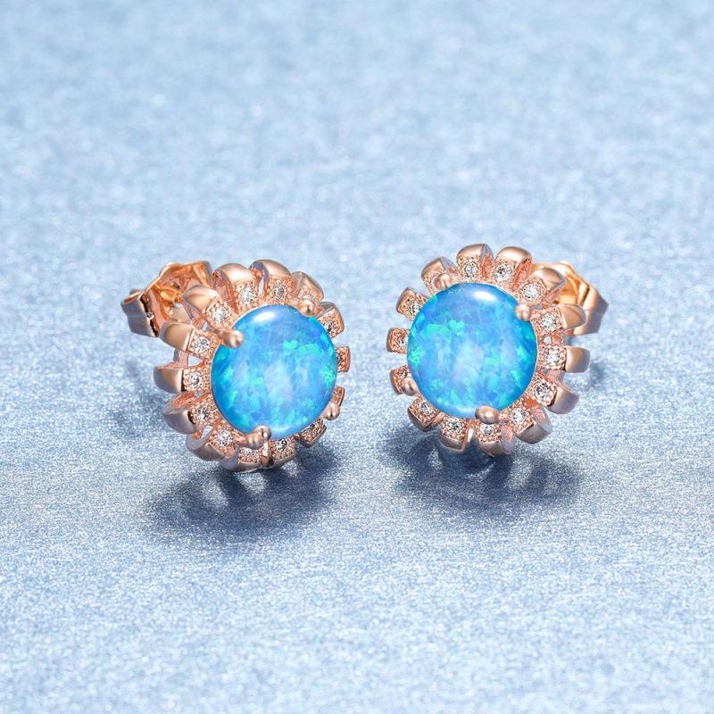 Niche design rose gold sunflower stud earrings simple temperament versatile small fresh earrings women
