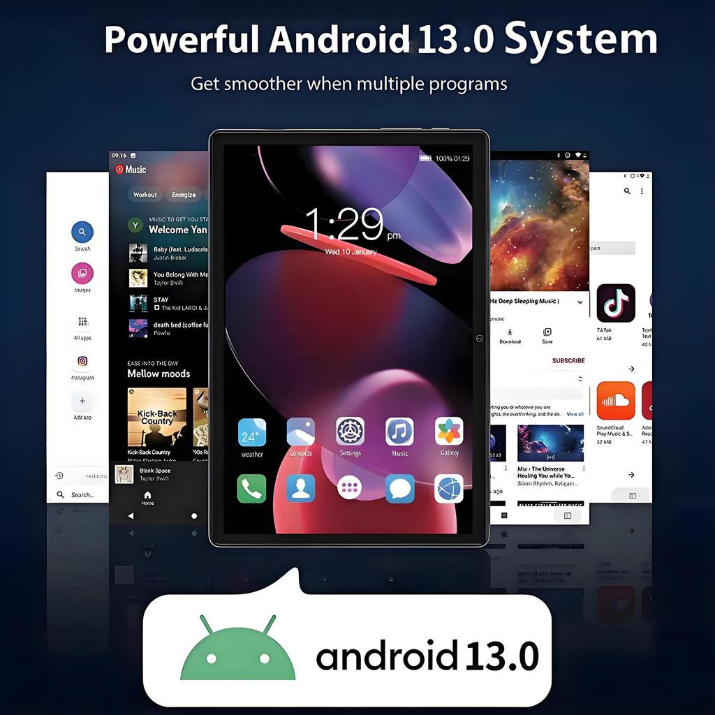BDF P90 Android 13 Tablet 10.1" 1280x800 IPS 3G/4G SIM Card Max 4GB RAM 64GB ROM 5000mAh Type-C Metal Body Tablets PC Wi-Fi