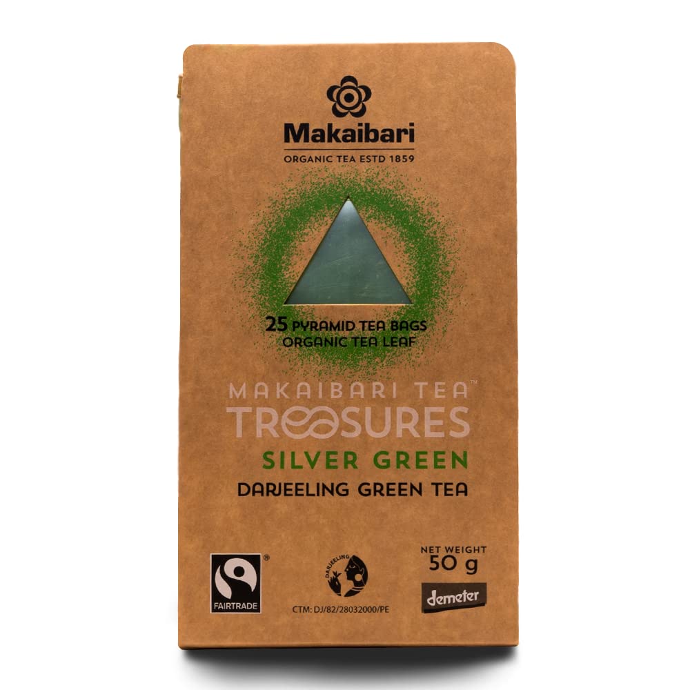 

Makaibari Silver Darjeeling Loose Leaf Green Tea Bags USDA Certified Premium Tea 25 Tea Bags 50 g Everyday Brew