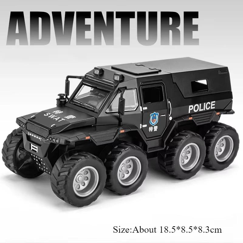 1:32 Russian Avtoros 8x8 Mammoth Models Diecast Cars Toys Doors Opened Sound Light Pull Back Miniature Vehices Fun Gift for Boys
