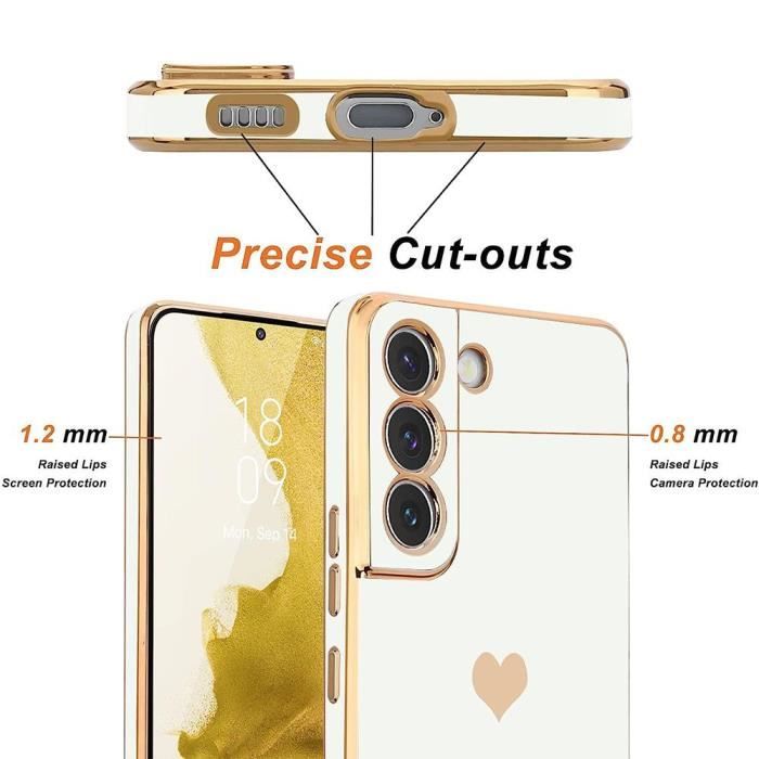 Coque - Samsung - Galaxy S21 - Silicone TPU - Motif Cœur Doré - Protection Antichoc