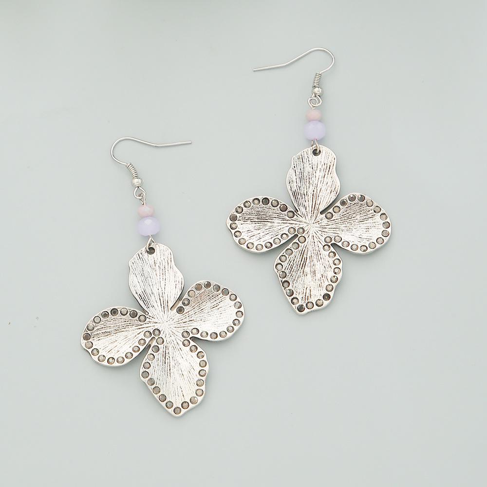 

Ретро серьги-четырехлистники с дерзким дизайном, матовыми полосками и отделкой из сплава для женщин античный серебряного