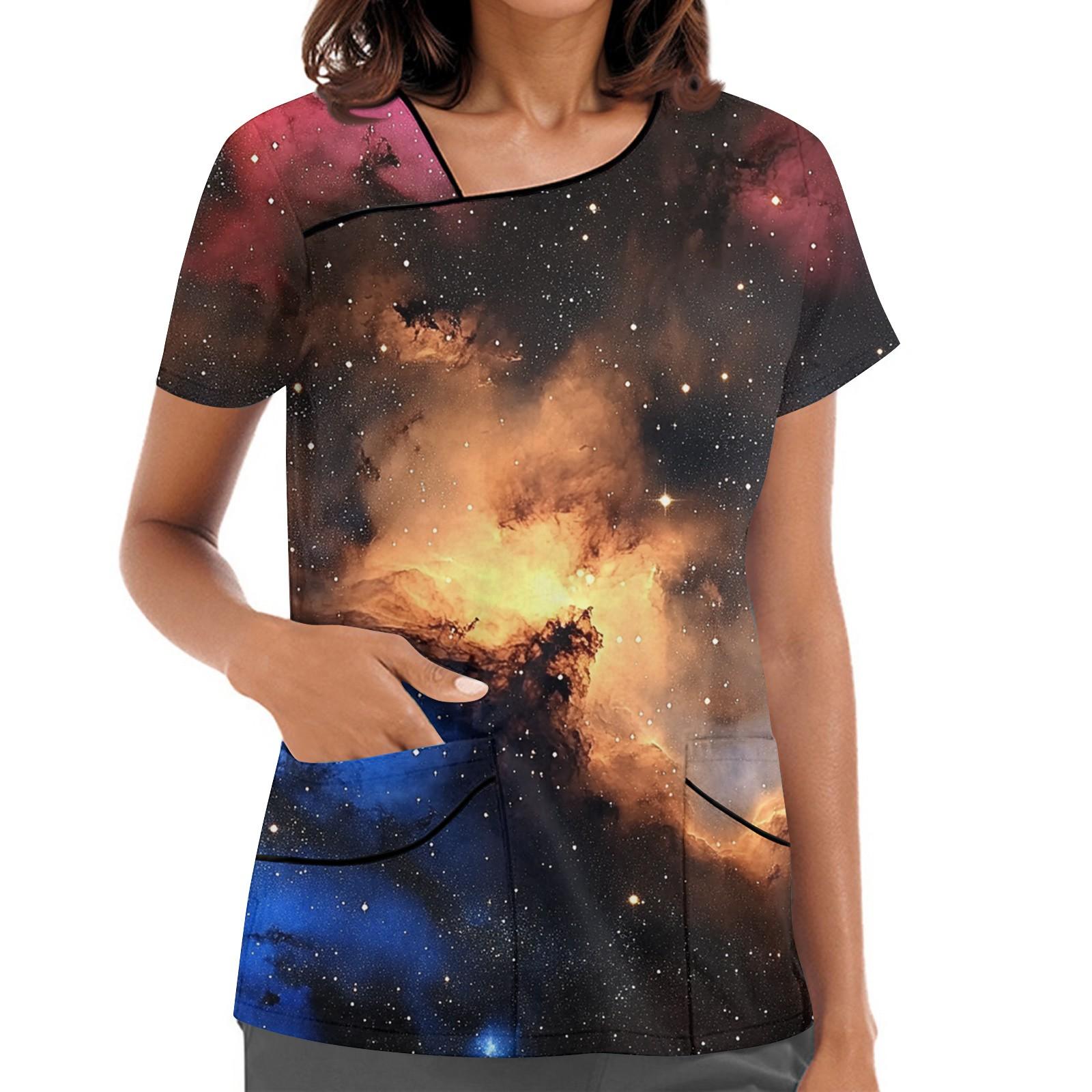 

Женская рабочая одежда с принтом, покатый воротник и двухслойные карманы, базовый верхний пуловер XL жёлтый