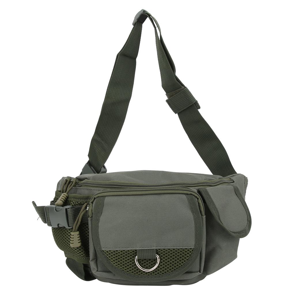 Fishing Bag Portable Polyester Storage Pack Bumbag Adjustable for Outdoor Hiking ClimbingMilitary