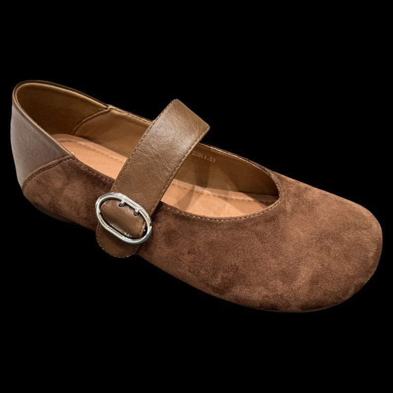 Korean Version of Round Head Suede with Single Shoes for Women In the Autumn of 2025, New Retro Leopard Print Fashionable Mary Jane Small Leather Shoe