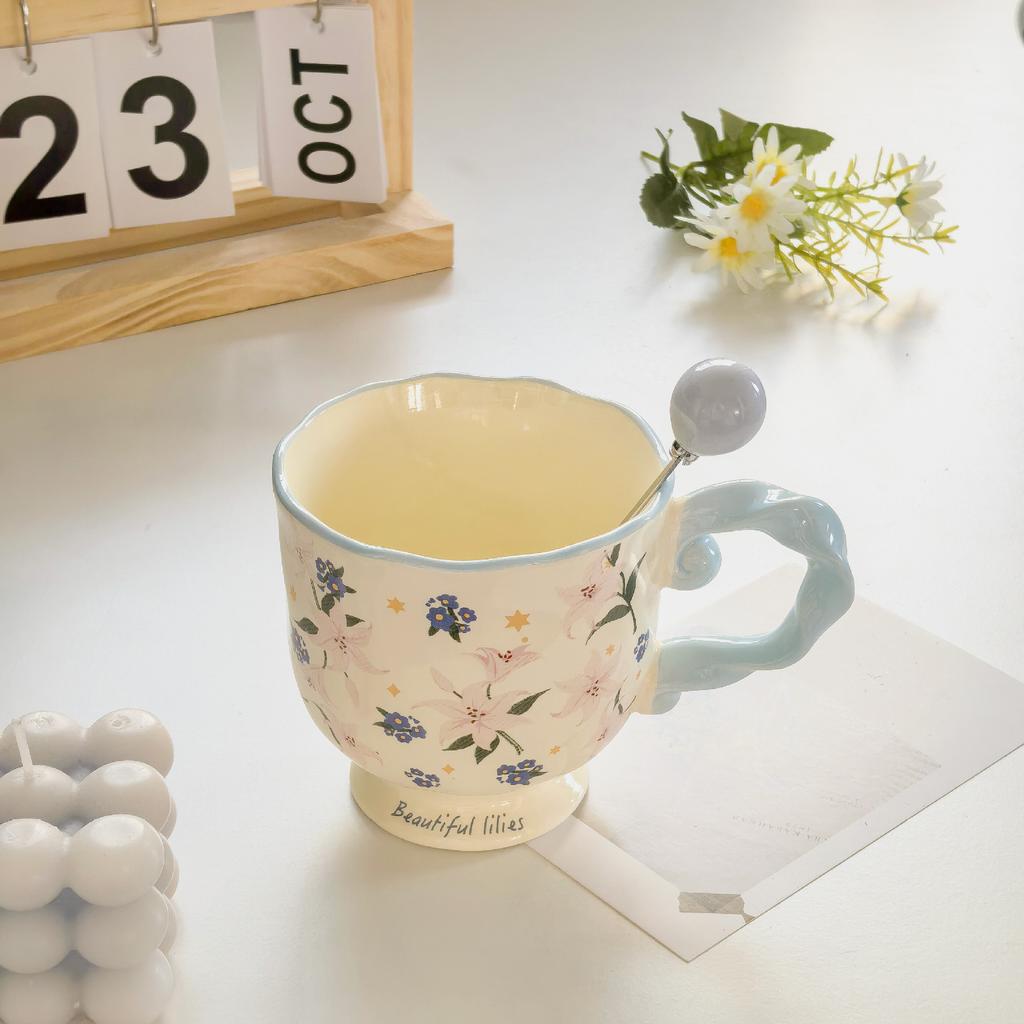 Ceramic Mug High looking Girls Cup Couple Cute Coffee Goblet Cup Household Water Cup Souvenir Gift Box