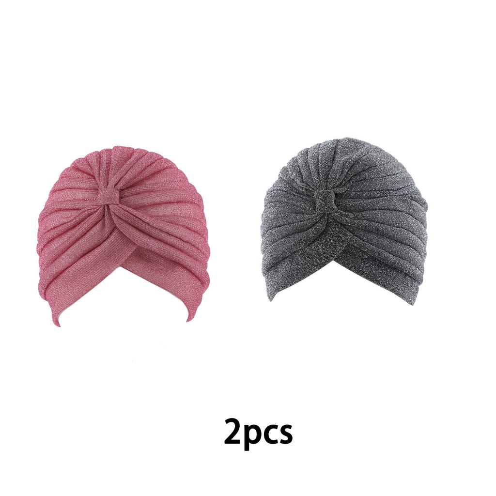 Wholesale Gold Shiny Indian Hat Vintage Wide-brimmed Headscarf Hat for Women Simple Elastic Turban Hat