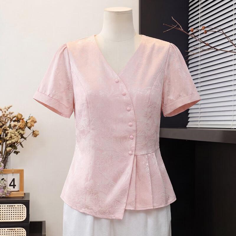 Stylish Women s Chiffon Short-Sleeve Summer Blouse XL