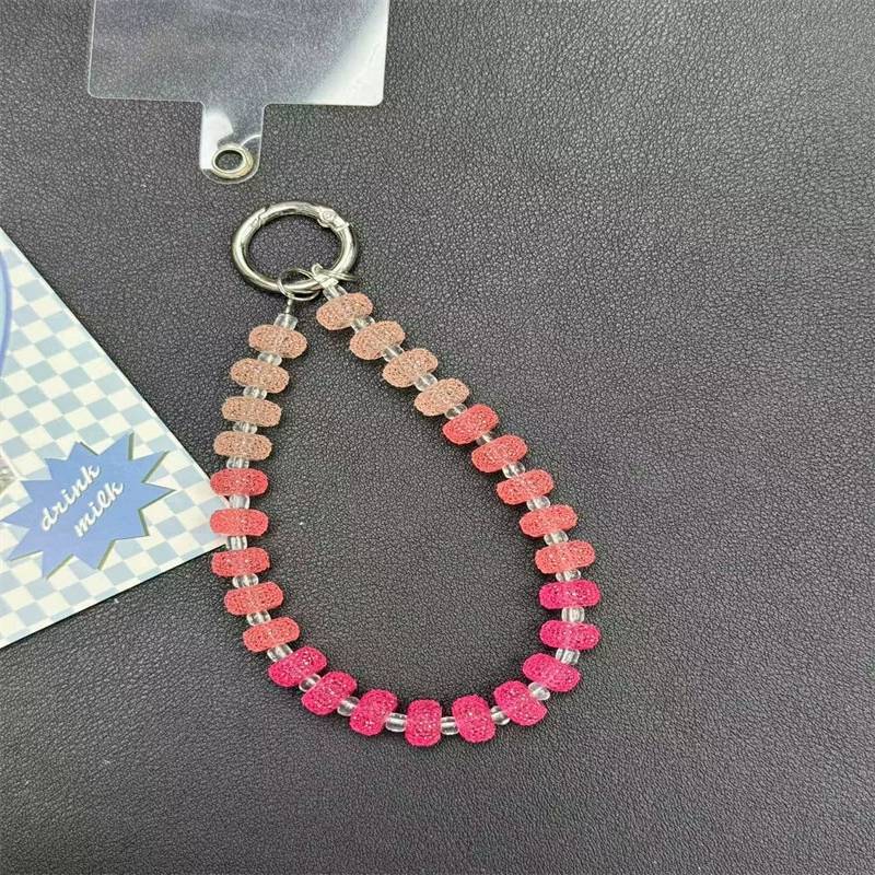 Pvc Luxury Crystal Phone Chain With Beaded Wrist Strap For Men And Women