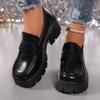 Large Size Women's Shoes Platform Women's Spring and Autumn New Versatile British Style Leather Shoes