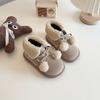 Girls' Korean-style lambswool collared cotton boots, new winter model, soft-soled, fleece-lined, thickened, warm toddler snow boots