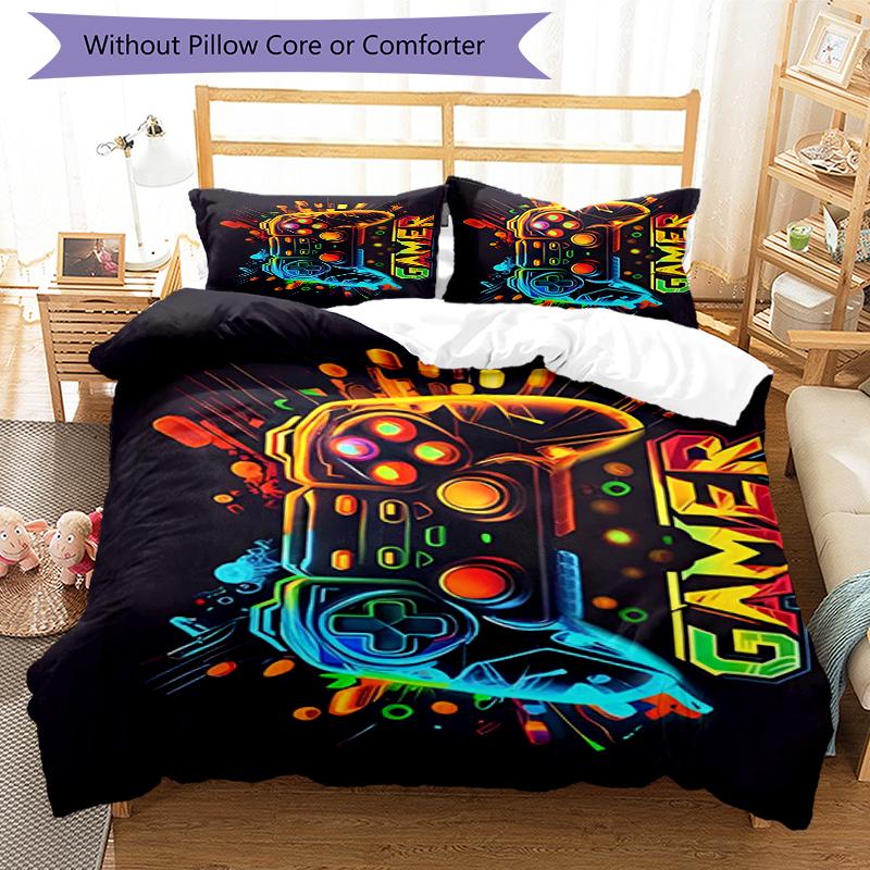 3pcs Game Controller Bedding Set Duvet Cover Closure Includes 1 Duvet Cover & 2 Pillowcases, Soft and Comfortable for All Seasons.