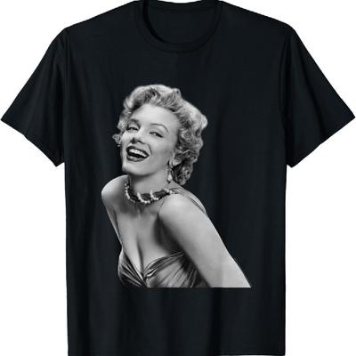 Marilyn Monroe Hollywood T-Shirt Schwarz, Damen, Unisex, Kurzarm, Klassische Passform, Baumwolle, Polyester, Größe 6 (US), Mittel