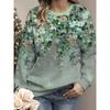 Women's Vintage Floral Print Crew Neck Sweatshirt, Snowflake Long Sleeve Pullover Casual Loose No Hood Sweatshirt
