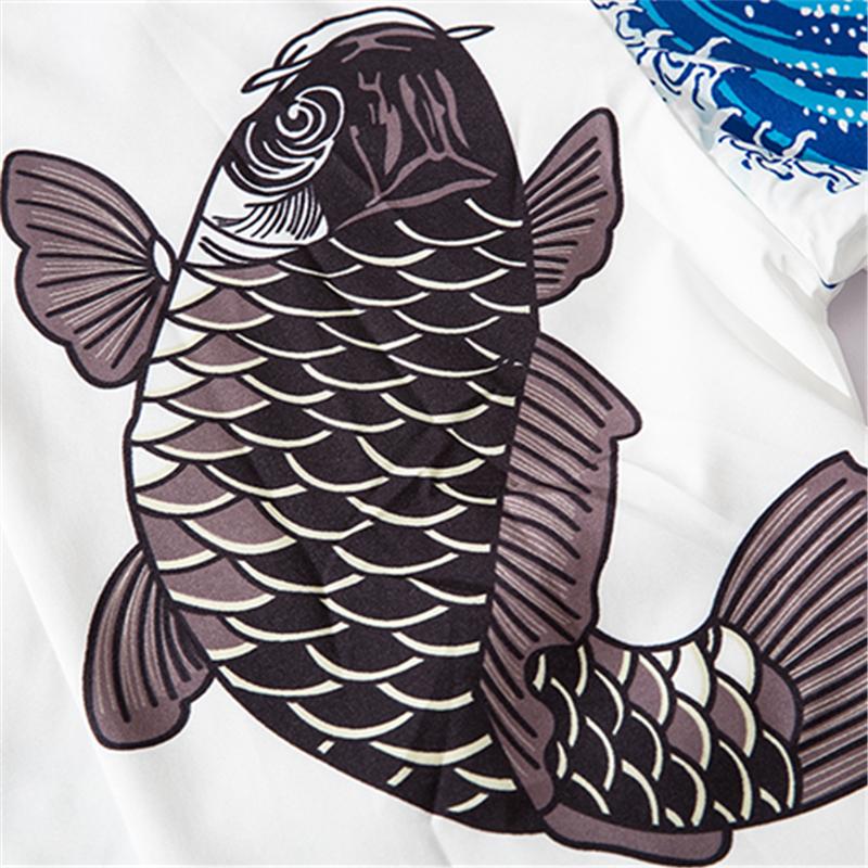 Cardigan Men Japanese Obi Male Yukata Men's Haori Japanese Wave Carp Print Coat Traditional Japan Clothing