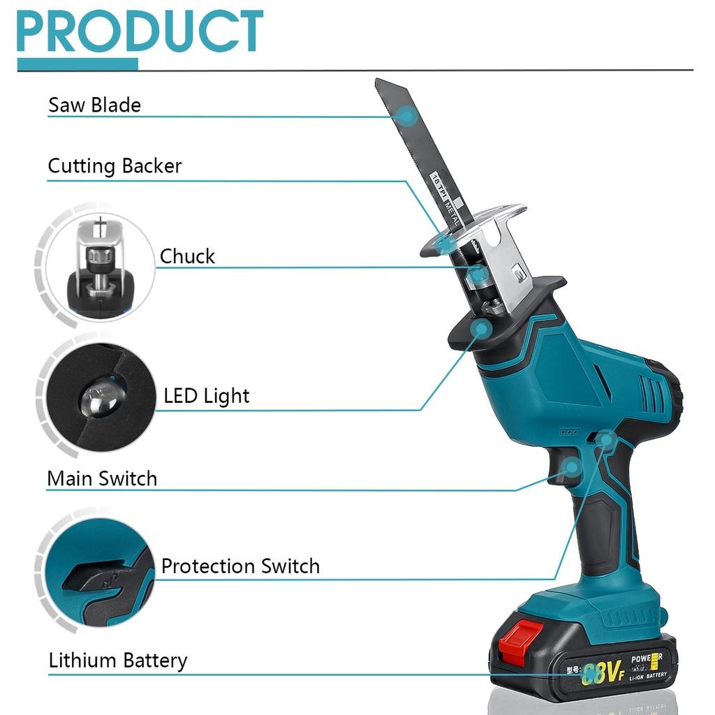 18V Akku-Säbelsäge Verstellbare Geschwindigkeit Kettensäge Holz Metall PVC-Rohr Schneiden Säbelsäge Elektrowerkzeug