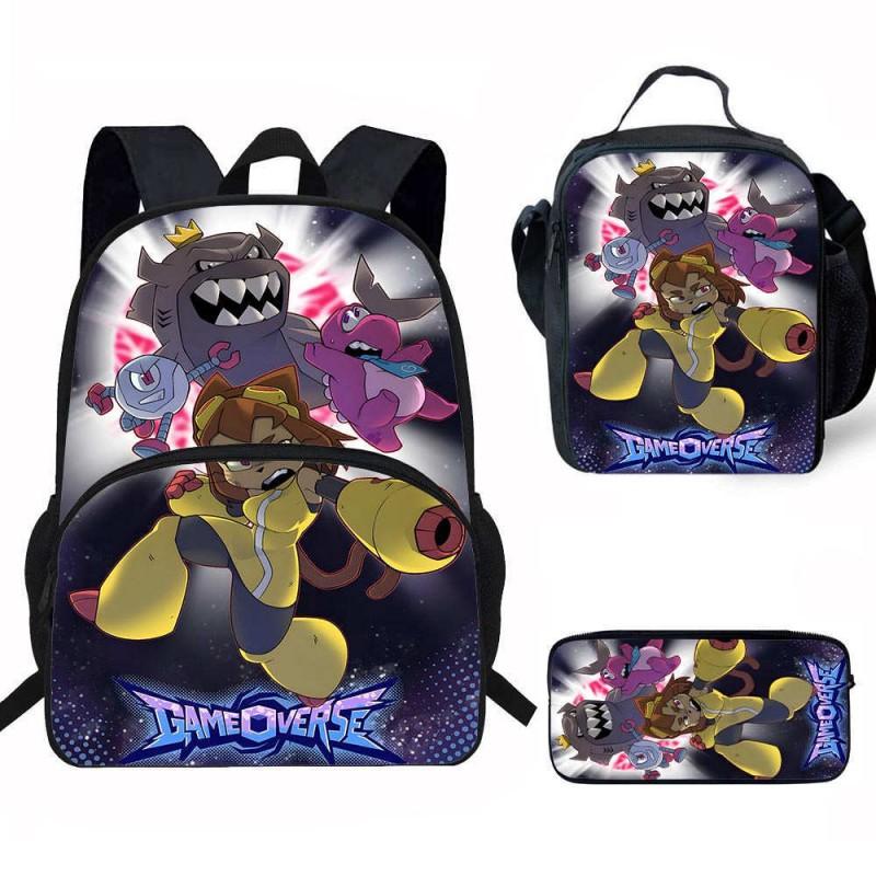Kids School Backpack Set With Lunch Bag Pencil Case - Cartoon Print Lightweight Ergonomic Design Grade 1-2 Students