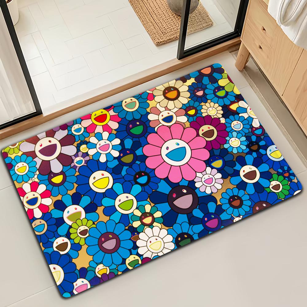 

Fashion M-Murakamis Art T-Takashi Door Mat Bath Microfiber Decorative Versatile Flannel Floor Quick Dry Absorbent Non-slip Sole 40cm x 60cm