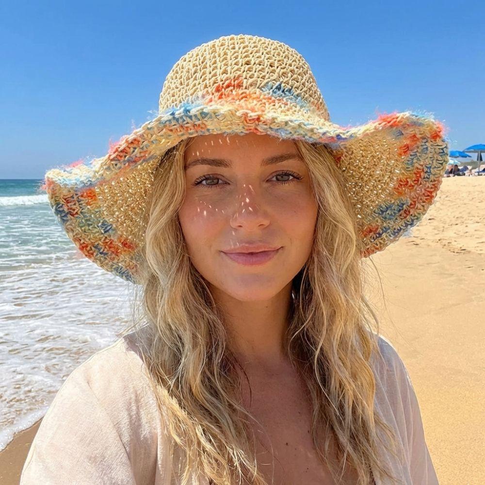 Foldable Weave Bucket Hat Boho UV Protection Cap Casual Beach Hat  Holiday