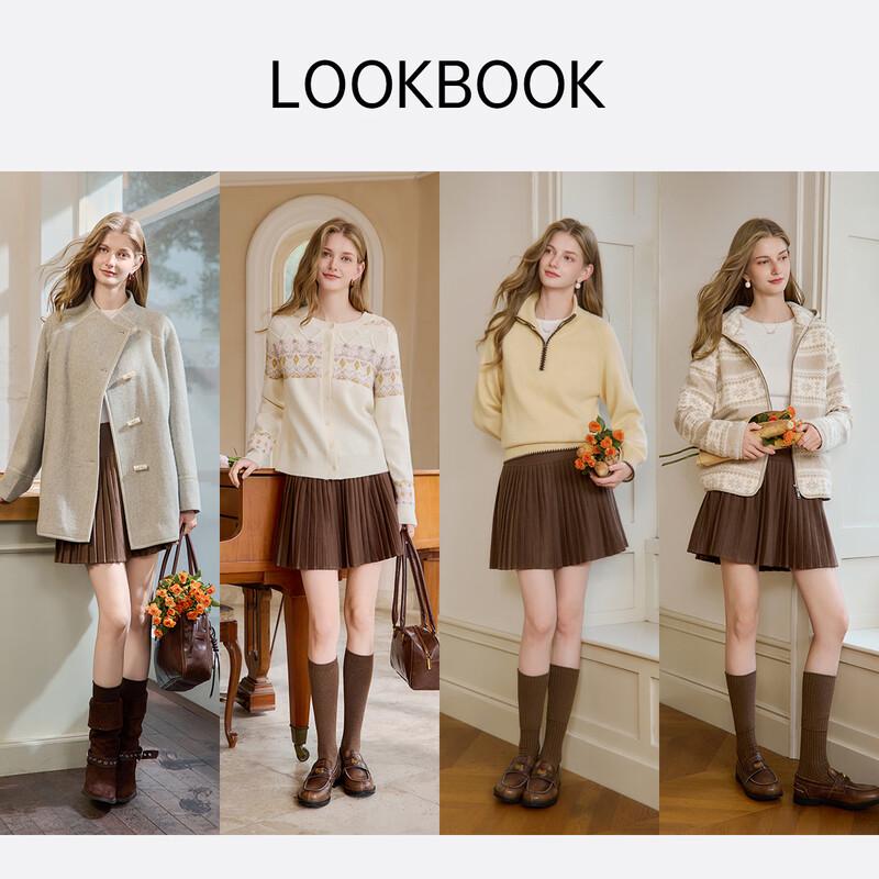 Xiangying Women's High-Waisted A-Line Pleated Skirt