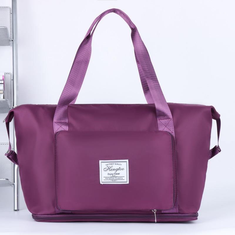

Модная повседневная унисекс дорожная сумка из ткани Оксфорд однотонная износостойкая водонепроницаемая многокарманная большой вместимости для хранения дорожная сумка фиолетовый