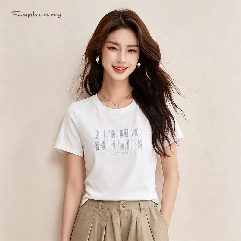 Raphenny Women s Letter Embroidery Short Sleeve T-shirt M белый