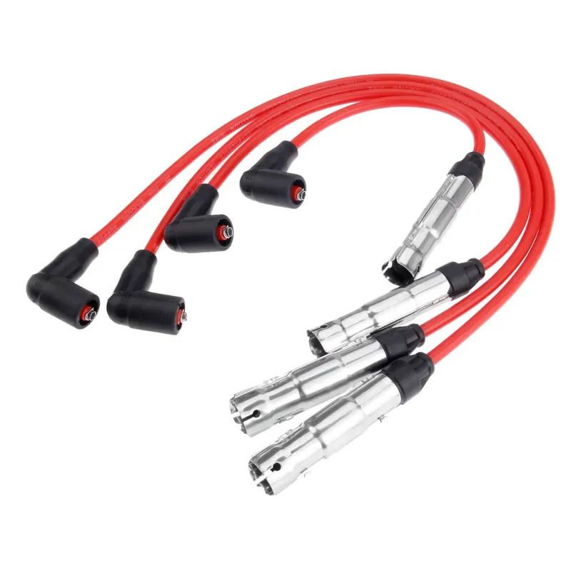 Aupoko 4Pcs Car Spark Plug Ignition Wire Cable Set for Jetta Golf Beetle 57041 09487 27588 35-77573 CH74205