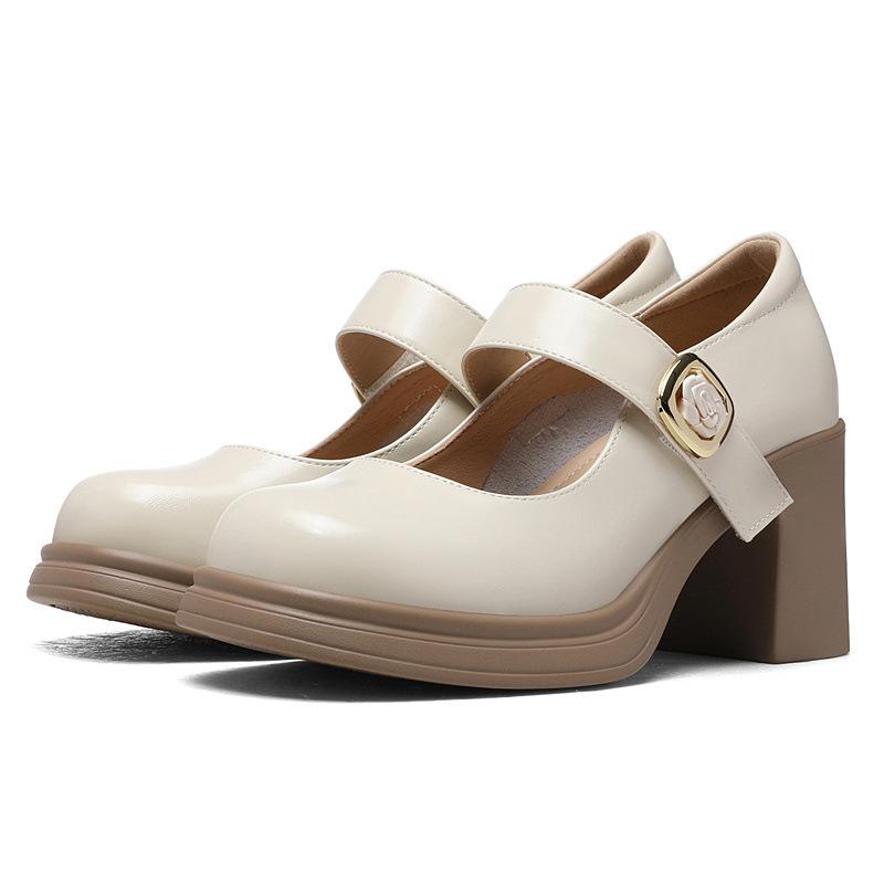 Black British Mary Jane Small Leather Shoes Versatile Small High Heel Premium Uniform Single Shoes Leather Shoes Loafers