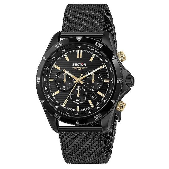 Sector Orologio da uomo 650 Cronografo Acciaio Inossidabile Quadrante Nero Quarzo R3273631005 100M