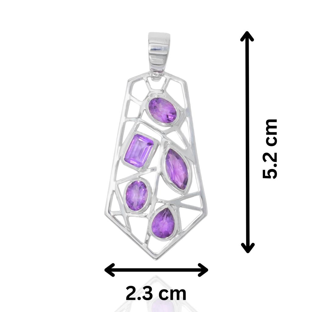 Amethyst Handmade Pendant for Her, 95 Silver Gemstone Jewelry Gift for Mom
